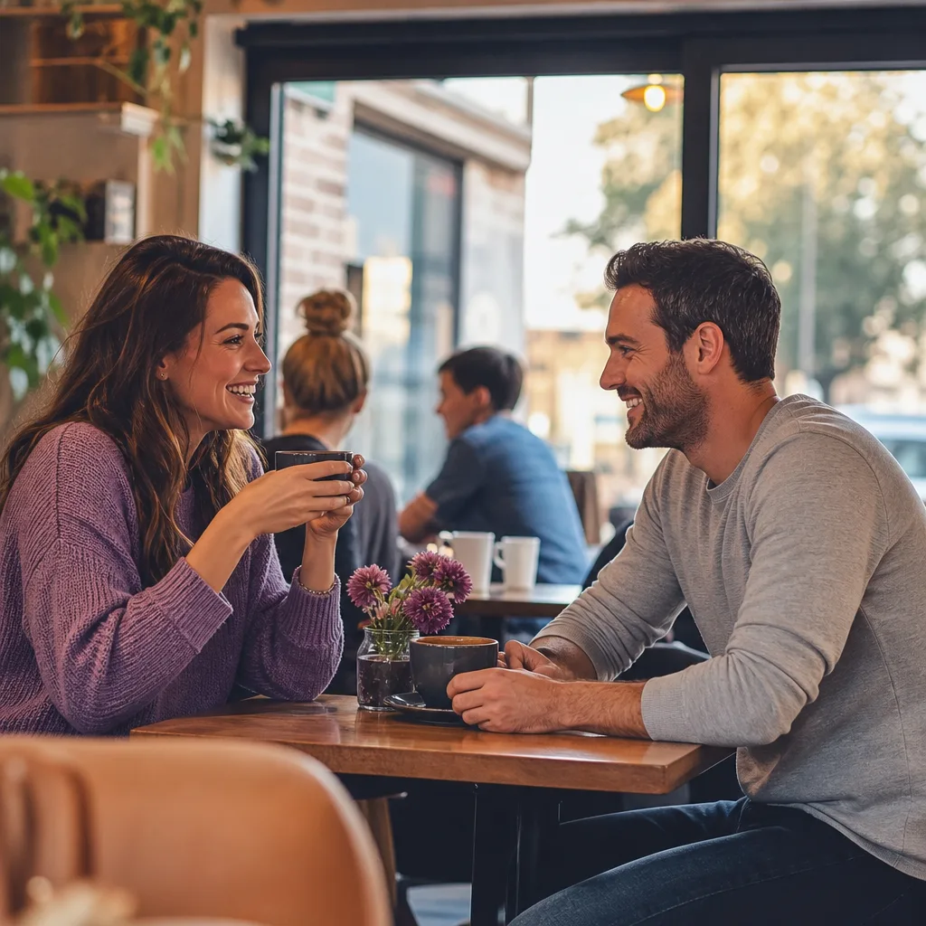 People chatting over coffee in Northwich town centre